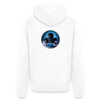 Musik - House - Techno - Horror -Zombie - Unisex Premium Bio Zip Hoodie - Weiß - Hinten - Thijin (182cm)