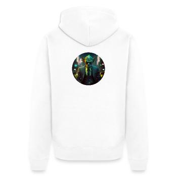 Alien Business man Success | Erfolg Geschäftsmann - Unisex Premium Bio Zip Hoodie - Weiß - Hinten - Thijin (182cm)
