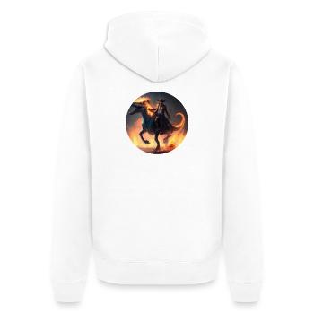Indiana Jones reitet auf Dinosaurier T-Rex - Unisex Premium Bio Zip Hoodie - Weiß - Hinten - Thijin (182cm)