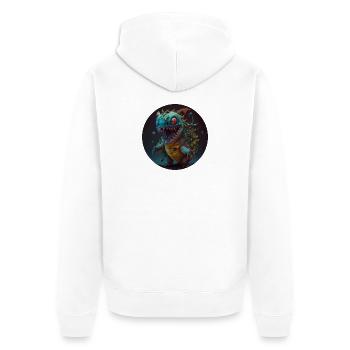 Süsses Monster Comic - Unisex Premium Bio Zip Hoodie - Weiß - Hinten - Thijin (182cm)
