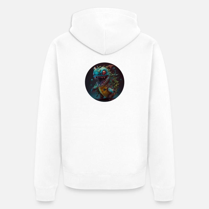 Süsses Monster Comic - Unisex Premium Bio Zip Hoodie - Weiß