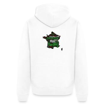 France en Mots – Famille et Amour - Veste à capuche bio Premium Unisexe - blanc - Dos - Thijin (182cm)