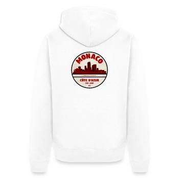 Monaco Côte d'Azur Vintage Skyline - Unisex Premium Bio Zip Hoodie - Weiß - Hinten - Thijin (182cm)