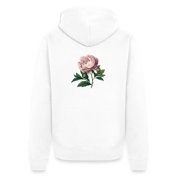 Traditionelle Pfingstrose - Vintage Rosa Aquarel - Unisex Premium Bio Zip Hoodie - Weiß - Hinten - Thijin (182cm)
