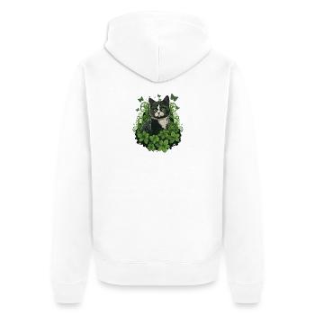 Chat noir et blanc avec lierre et papillons - Veste à capuche bio Premium Unisexe - blanc - Dos - Thijin (182cm)