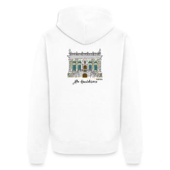 Leipzig, Alte Handelsbörse, Wahrzeichen, Sachsen - Unisex Premium Bio Zip Hoodie - Weiß - Hinten - Thijin (182cm)