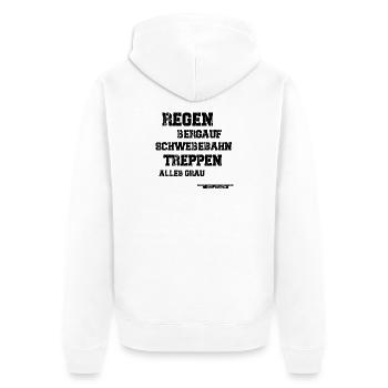 Regen Treppen Wuppertal - Unisex Premium Bio Zip Hoodie - Weiß - Hinten - Thijin (182cm)