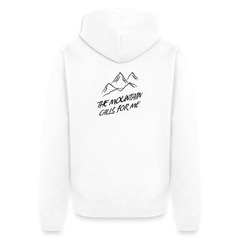 Montagnes Sommets de montagne Randonneurs Randonnée Déclaration Sommet - Veste à capuche bio Premium Unisexe - blanc - Dos - Thijin (182cm)