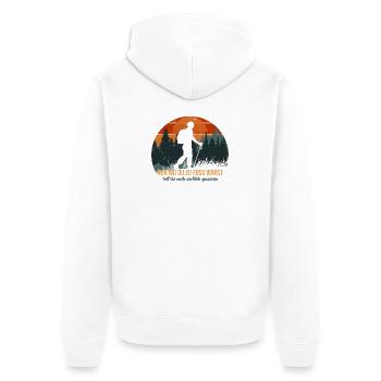 Nur wo du zu Fuß warst, bist du gewesen - Unisex Premium Bio Zip Hoodie - Weiß - Hinten - Thijin (182cm)