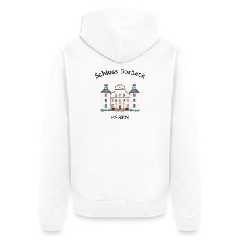 Essen, emblématique château de Borbeck, région de la Ruhr - Veste à capuche bio Premium Unisexe - blanc - Dos - Thijin (182cm)