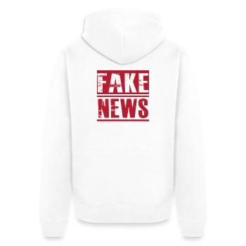 Fake News - Unisex Premium Bio Zip Hoodie - Weiß - Hinten - Thijin (182cm)