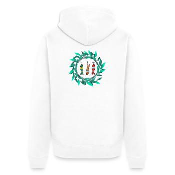 SARDINE. FISCH. APRILSCHERZ. OSTERN. MEER - Unisex Premium Bio Zip Hoodie - Weiß - Hinten - Thijin (182cm)