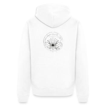 Lotus Mandala Schwarz Weiß - Unisex Premium Bio Zip Hoodie - Weiß - Hinten - Thijin (182cm)