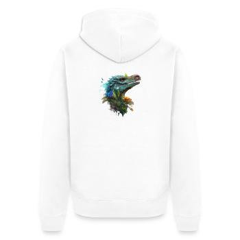 Vélociraptor bleu - Veste à capuche bio Premium Unisexe - blanc - Dos - Thijin (182cm)
