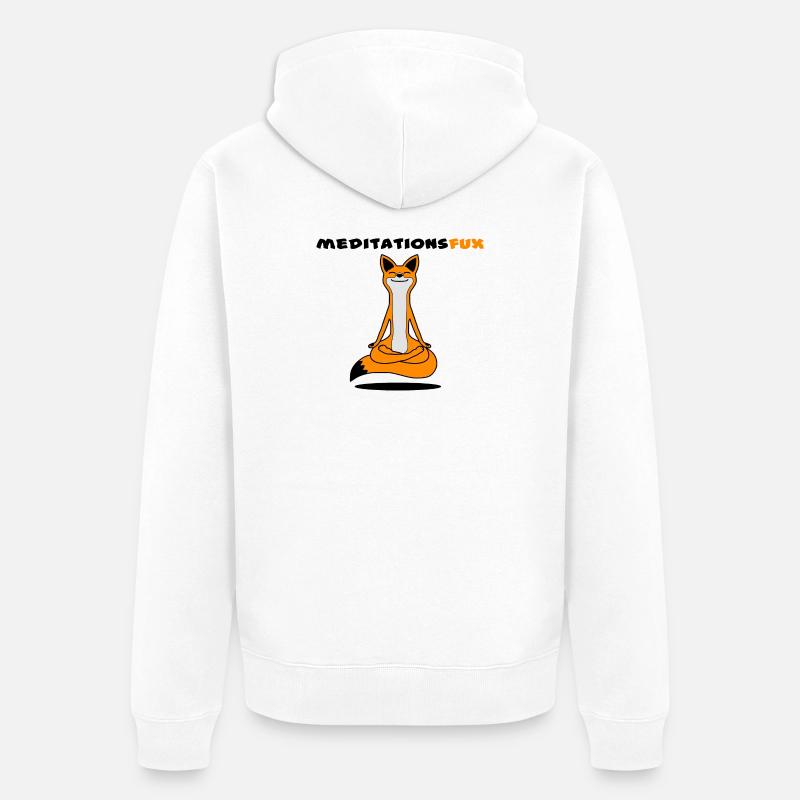 Meditationsfux - Renard de méditation, dialecte - Veste à capuche bio Premium Unisexe - blanc