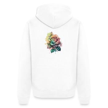 Rose Aquarelle colorée Tropical Creative Design - Veste à capuche bio Premium Unisexe - blanc - Dos - Thijin (182cm)