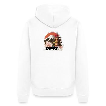 Japan - Unisex Premium Bio Zip Hoodie - Weiß - Hinten - Thijin (182cm)