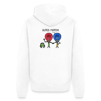 Padelteam Training Spieler Padel Bälle Schläger - Unisex Premium Bio Zip Hoodie - Weiß - Hinten - Thijin (182cm)