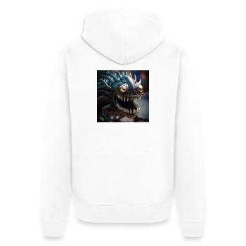 Foto Makro Kreatur 11 - Unisex Premium Bio Zip Hoodie - Weiß - Hinten - Thijin (182cm)