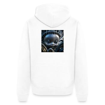 Foto Makro Kreatur 12 - Unisex Premium Bio Zip Hoodie - Weiß - Hinten - Thijin (182cm)
