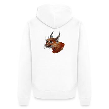 coole raubkatzen motive, karakal kopf - Unisex Premium Bio Zip Hoodie - Weiß - Hinten - Thijin (182cm)