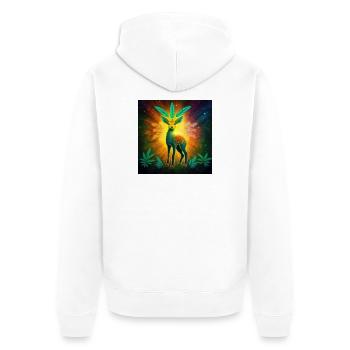 Astral Doe Cannabis – Cannabiche - Unisex Premium Bio Zip Hoodie - Weiß - Hinten - Thijin (182cm)