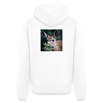 Cannabiche 07 mit Tippfehler - Unisex Premium Bio Zip Hoodie - Weiß - Hinten - Thijin (182cm)