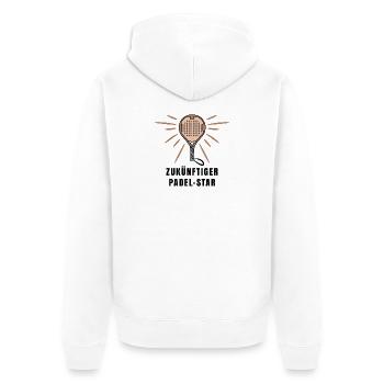 Padel Spieler Racket Statement Sportart Padelspiel - Unisex Premium Bio Zip Hoodie - Weiß - Hinten - Thijin (182cm)