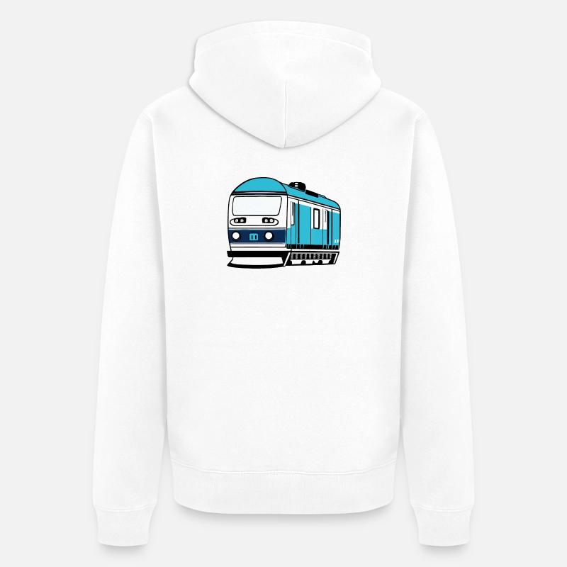 Locomotive, train, chemin de fer - Veste à capuche bio Premium Unisexe - blanc