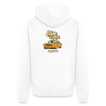 70s Design - Unisex Premium Bio Zip Hoodie - Weiß - Hinten - Thijin (182cm)
