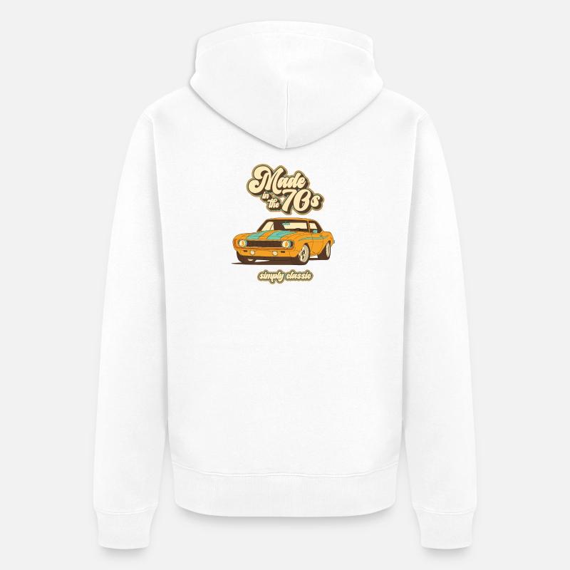 Design des années 70 - Veste à capuche bio Premium Unisexe - blanc