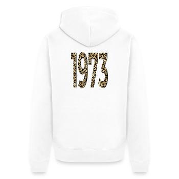 Geburtstag 1973 Leopardenmuster - Unisex Premium Bio Zip Hoodie - Weiß - Hinten - Thijin (182cm)