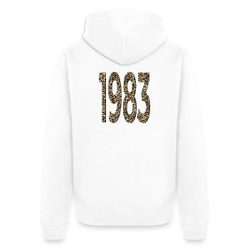Number 1983 - Leopard Print - Birthday - Unisex Premium Organic Zip Hoodie - white - Back - Thijin (182cm)