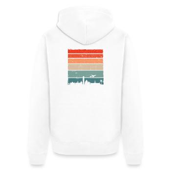 Sonnenuntergang Skyline Vogel Silhouette - Unisex Premium Bio Zip Hoodie - Weiß - Hinten - Thijin (182cm)