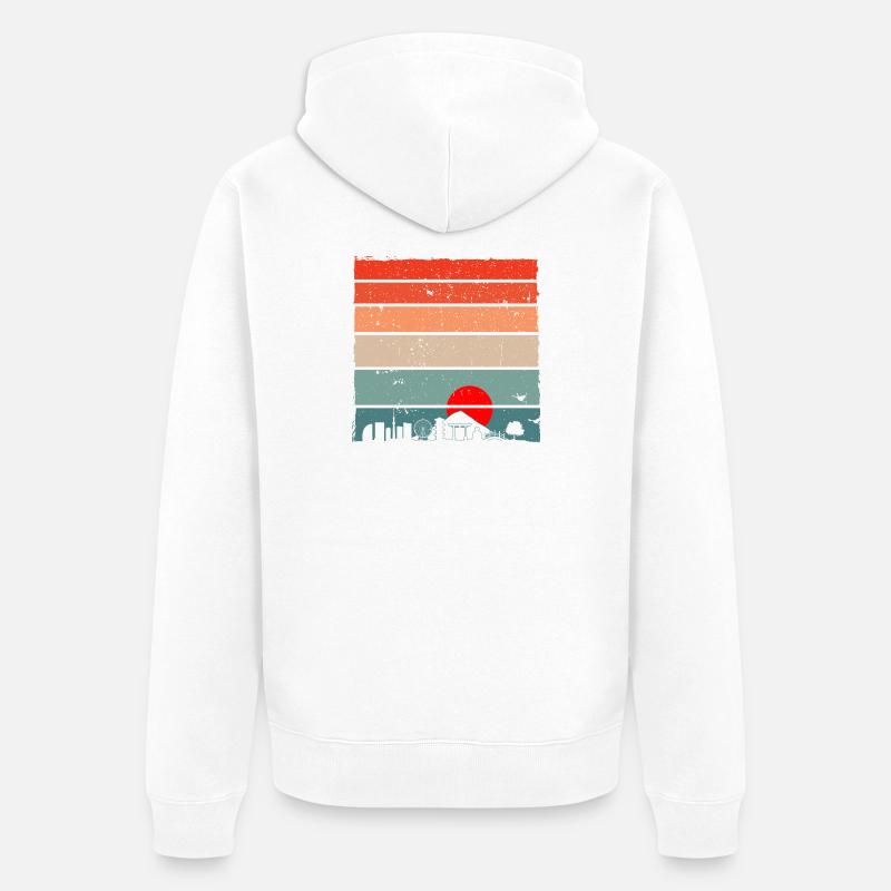 Coucher de soleil Torii Skyline - Veste à capuche bio Premium Unisexe - blanc