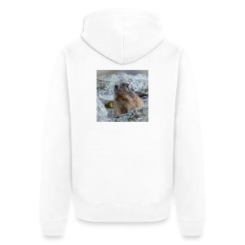 Murmeltier Porträt 6 - Alpen Deko und Geschenkidee - Unisex Premium Bio Zip Hoodie - Weiß - Hinten - Thijin (182cm)