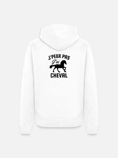 Je peux pas j'ai cheval - Veste à capuche bio Premium Unisexe - blanc