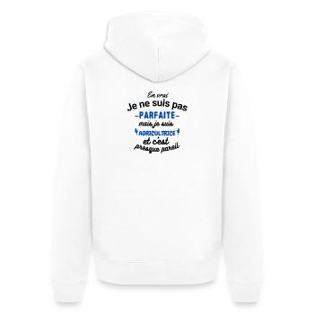 Pas parfaite mais Agricultrice - Veste à capuche bio Premium Unisexe - blanc - Dos - Thijin (182cm)