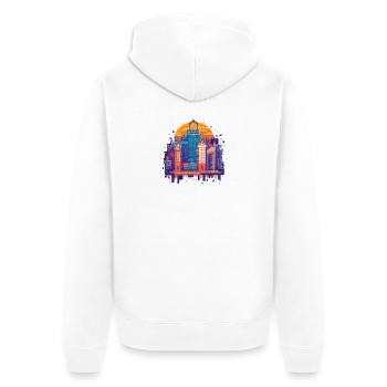 Bunte Stadt - Unisex Premium Bio Zip Hoodie - Weiß - Hinten - Thijin (182cm)