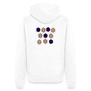 Granatapfel Raster: Lila Gold - Unisex Premium Bio Zip Hoodie - Weiß - Hinten - Thijin (182cm)