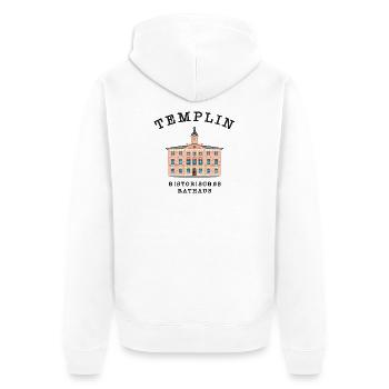 Templin Historisches Rathaus, Uckermark - Unisex Premium Bio Zip Hoodie - Weiß - Hinten - Thijin (182cm)