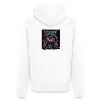 Hacker cat - Unisex Premium Bio Zip Hoodie - Weiß - Hinten - Thijin (182cm)