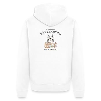 Wittenberg, kultiger Marktplatz, Weltkulturerbe - Unisex Premium Bio Zip Hoodie - Weiß - Hinten - Thijin (182cm)