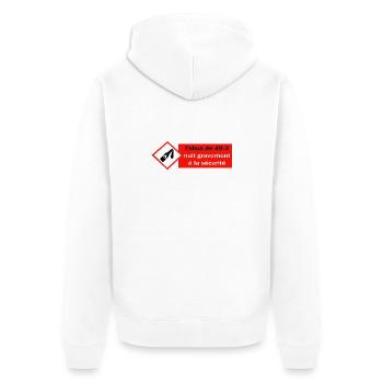 L'abus de 49.3 - Veste à capuche bio Premium Unisexe - blanc - Dos - Thijin (182cm)