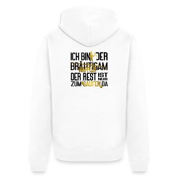 Bräutigam JGA Männer Wappler Saufen Spruch - Unisex Premium Bio Zip Hoodie - Weiß - Hinten - Thijin (182cm)