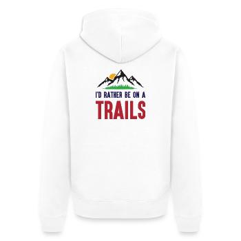 Berge - Ich bin lieber auf einem Trail - Unisex Premium Bio Zip Hoodie - Weiß - Hinten - Thijin (182cm)