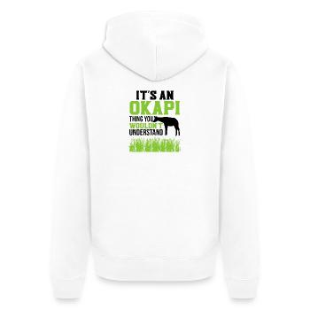Ist ein Okapi - Unisex Premium Bio Zip Hoodie - Weiß - Hinten - Thijin (182cm)