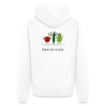 Denglish : Maintenant, nous avons la salade - légumes, légumes - Veste à capuche bio Premium Unisexe - blanc - Dos - Thijin (182cm)