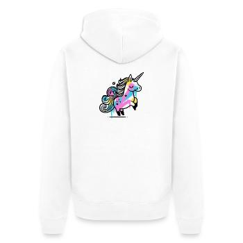 Colorful Splash Unicorn Illustration - Unisex Premium Organic Zip Hoodie - white - Back - Thijin (182cm)