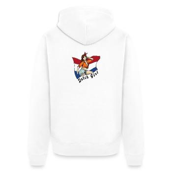 Niederländisches Mädchen Flaggen Design - Unisex Premium Bio Zip Hoodie - Weiß - Hinten - Thijin (182cm)